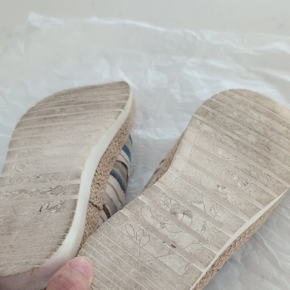 BOBS from Skechers Striped Flats - Blue, Brown, Cream - Picture 5 of 5